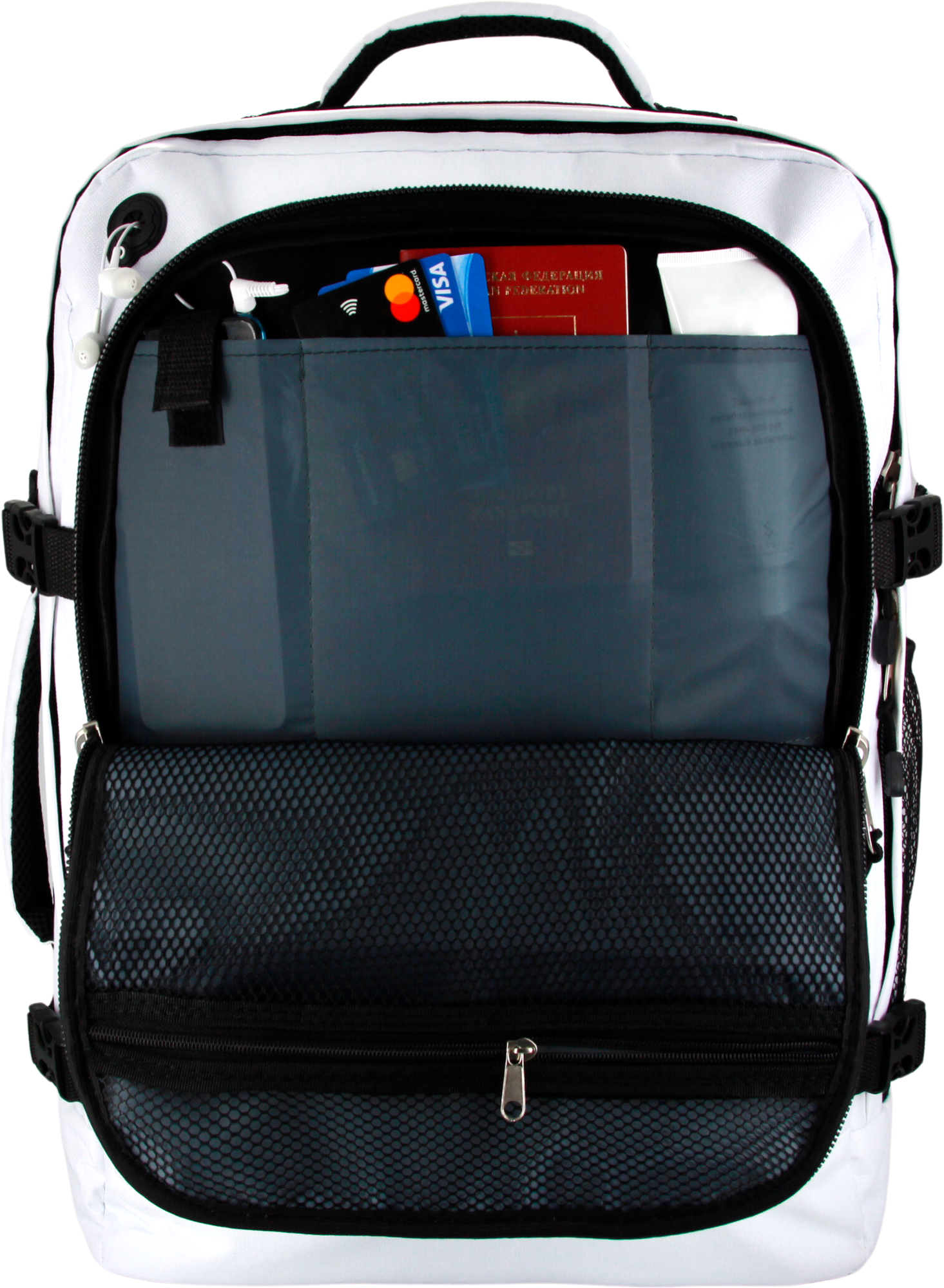 Рюкзак сумка чемодан ручная кладь S в самолет дорожная 44 л, белый - фотография № 7