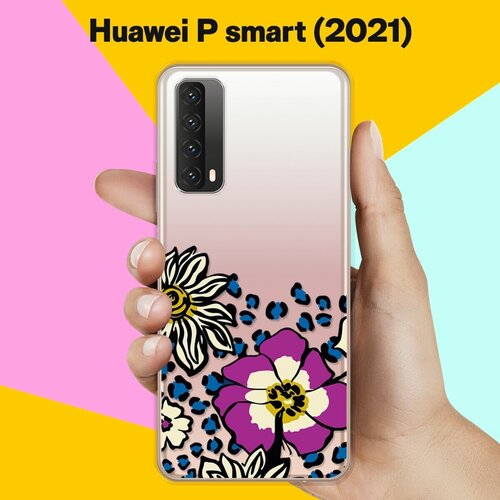 силиконовый чехол цветы оранжевые на huawei p smart 2021 Силиконовый чехол Цветы с узором на Huawei P Smart 2021