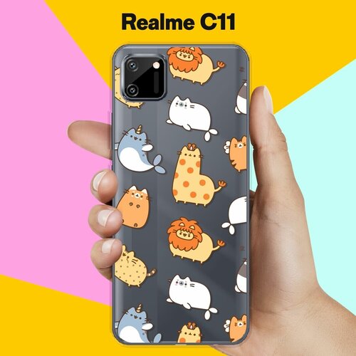 Силиконовый чехол на realme C11 Коты-единороги / для Реалми С11 силиконовый чехол на realme c11 реалми с11 коты черно белые