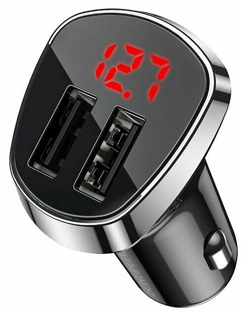 Автомобильное зарядное устройство BOROFONE BZ15 Auspicious 2xUSB, 2.4A, LED дисплей (черный)