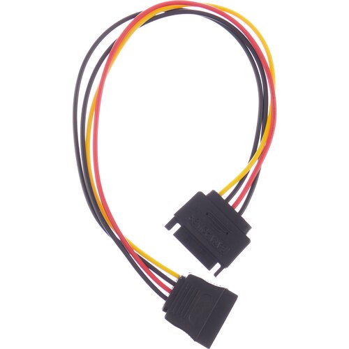 Переходник питания GSMIN WE38 SATA 15-Pin (F) - SATA 15-Pin (M) (Черный) кабель питания разветвитель vention sata 15pin m 2 x sata 15pin f угол 90 0 15 м