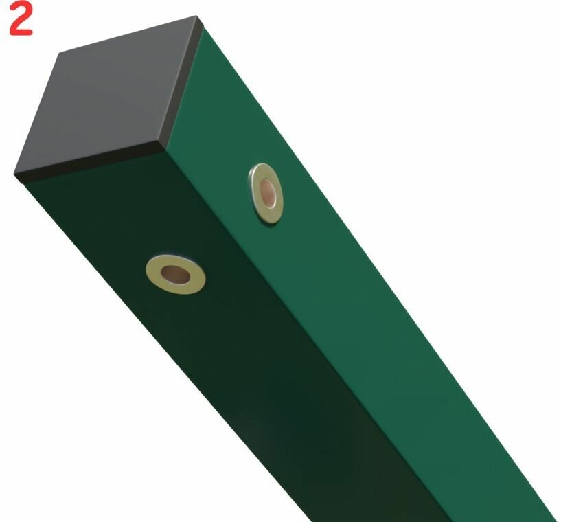 Столб для забора (угловой) 1000 х 40 х 40 мм зеленый (2 шт.)