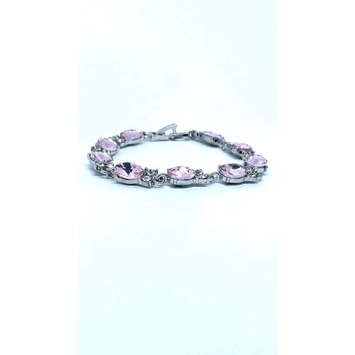 Браслет-цепочка, циркон, размер 19 см браслет из натурального камня розовый кварц со вставками из ювелирного сплава цвет серебро