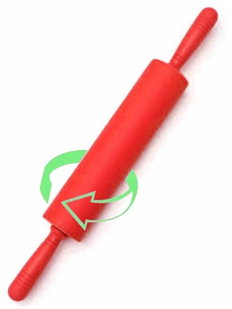 Скалка силиконовая с пластиковыми ручками, 18 см, красный