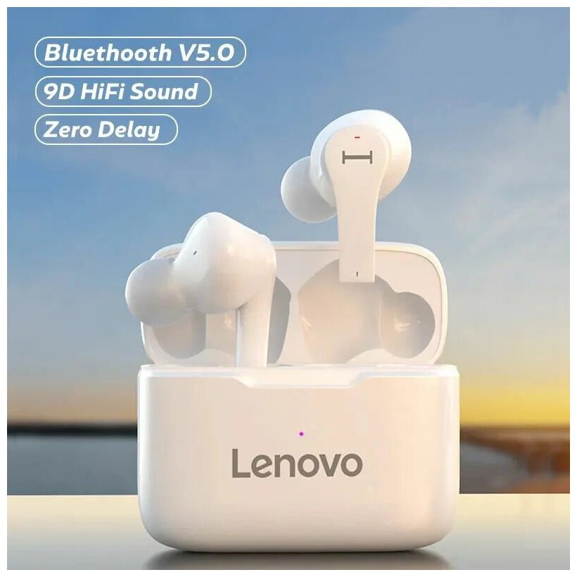 Наушники Lenovo с микрофоном (TWS) QT82, белый (QXD1B07915) - фото №10