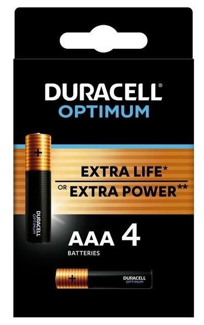 Батарейка Duracell AAA LR03 Alkaline Optimum MX2400 BL4  4шт.