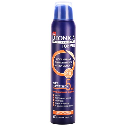 Антиперспирант, Deonica For Men Max Protection 5в1, спрей, 200 мл