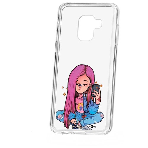 фото Чехол на samsung galaxy a8 2018 (a530) kruche print pink hair
