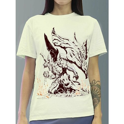 фото Футболка женская белая молочный оттенок из хлопка с dtf принтом игры darksiders 3 - 201 будь на стиле