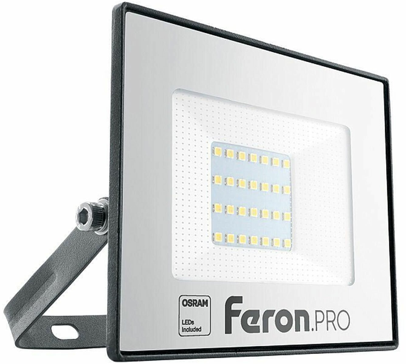 Прожектор светодиодный ДО-30w 6400К 3000Лм IP65 черный Feron.PRO | код 41539 | FERON (3шт. в упак.)