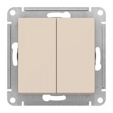 Выключатель Schneider Electric AtlasDesign, 2-клавишный, бежевый, ATN000251, 5 шт. - фотография № 1