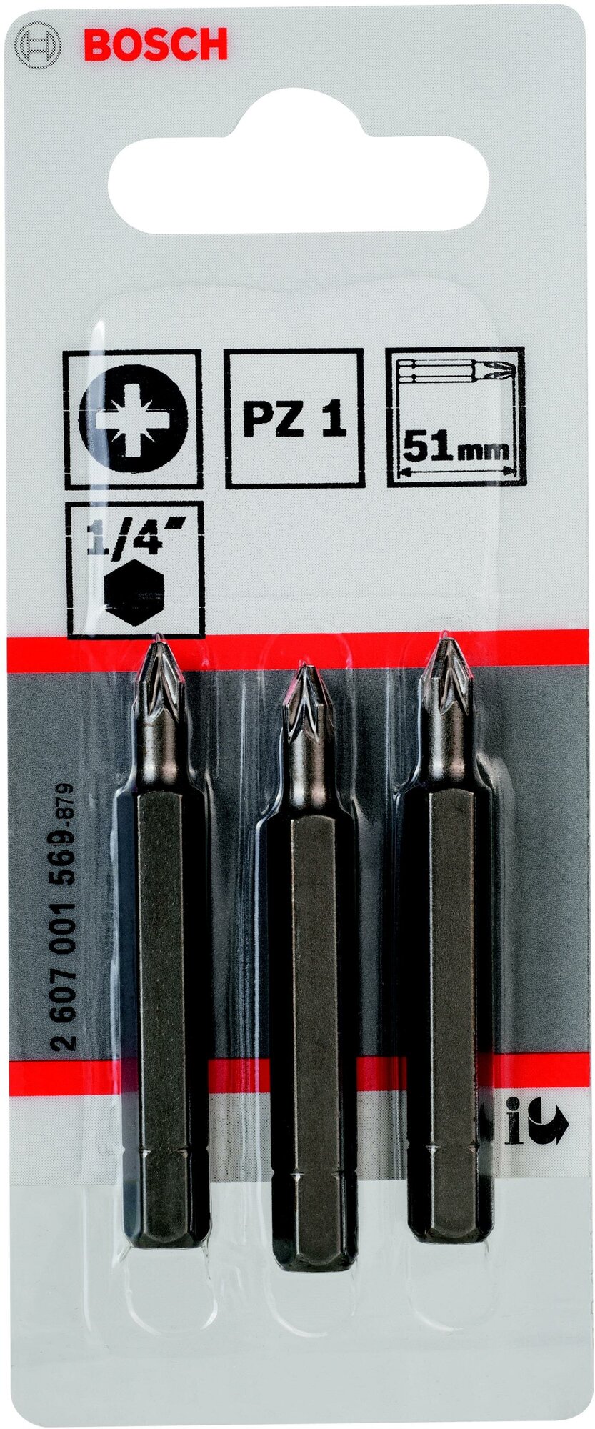 Биты для шуруповертов Bosch PZ1 2607001569, XH, 51 мм, 3 шт. - фотография № 7