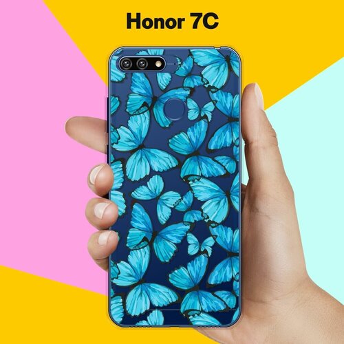 Силиконовый чехол на Honor 7C Узор из бабочек / для Хонор 7Ц силиконовый чехол узор из цветов на honor 7c