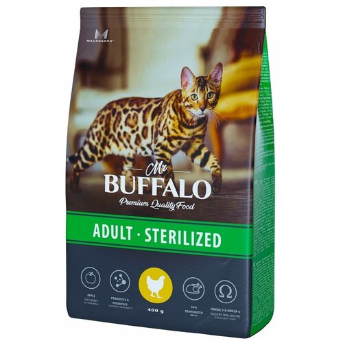 Mr.Buffalo корм для стерилизованных кошек, курица 400 гр