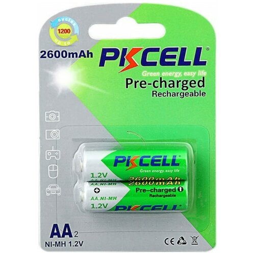 Аккумулятор PKCELL NI-MH RTU AA2600-2B тип - AA 2 шт в блистере аккумулятор aa relato hr6 aa2600 ni mh 2600 mah 4 штуки