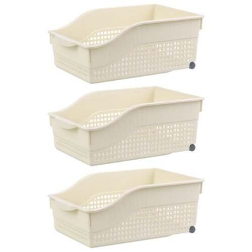 фото Набор 3 контейнеров хозяйственных 30,5х21х12,5 см el casa лофт слоновая кость на колесах широкие