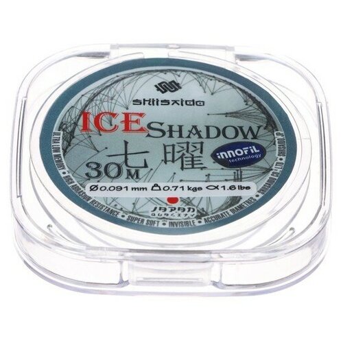 шнур плетеный shii saido akari 4x l 150 м d 0 083 мм test 3 17 кг yellow 10 100 Леска Shii Saido Ice Shadow, L-30 м, d-0.091 мм, test-0.71 кг, прозрачная