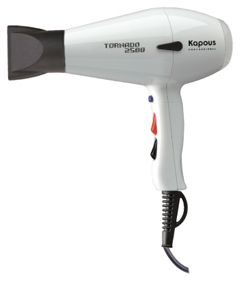 Профессиональный фен для укладки волос Kapous Tornado 2500 белый 1437K