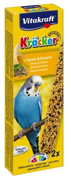 Лакомство для птиц Vitakraft Крекеры для волнистых попугаев Кунжут с бананом