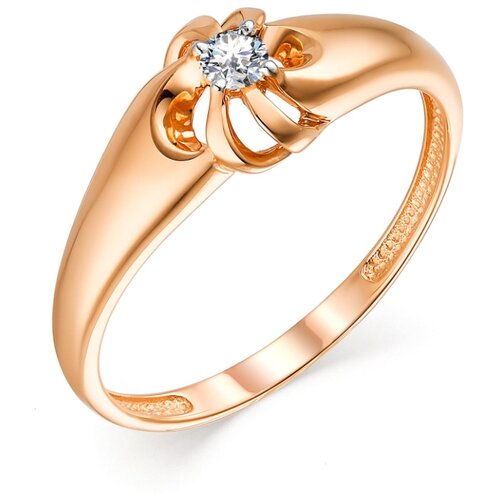 фото Алькор кольцо с 1 бриллиантом из красного золота 13511-100, размер 17.5