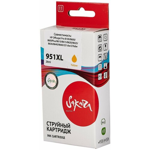 Струйный картридж Sakura Printing Sakura CN048AE (№951XL Yellow) для HP, желтый, 26 мл, 1500 к. westrock 3550mah one pro battery for umidigi umi one pro cell phone