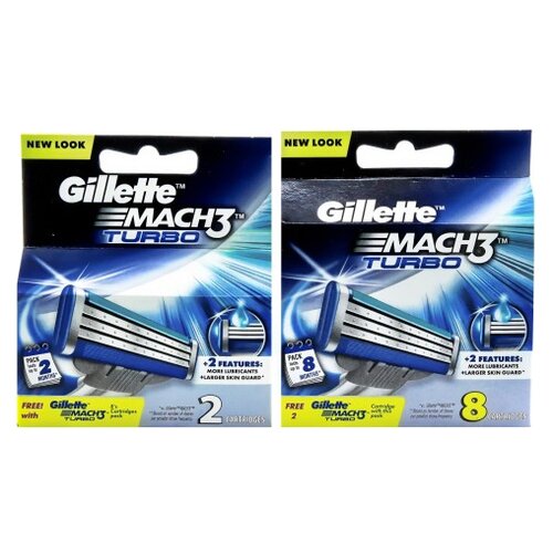 Сменные кассеты Gillette Mach3 Turbo, 8 шт + 2 шт