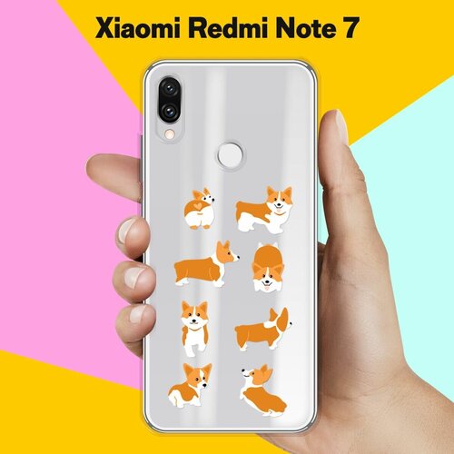 Силиконовый чехол 8 Корги на Xiaomi Redmi Note 7 силиконовый чехол корги в масках на xiaomi redmi note 7