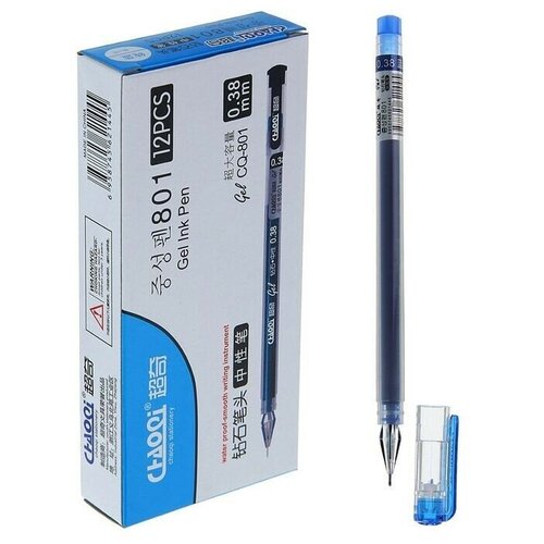 Ручка гелевая, 0.38 мм, синяя, корпус прозрачный, бесстержневая, игольчатый пишущий узел, 