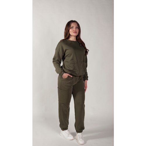 фото Костюм instance 3-нитка джемпер+брюки олива м-0222ол_44-46