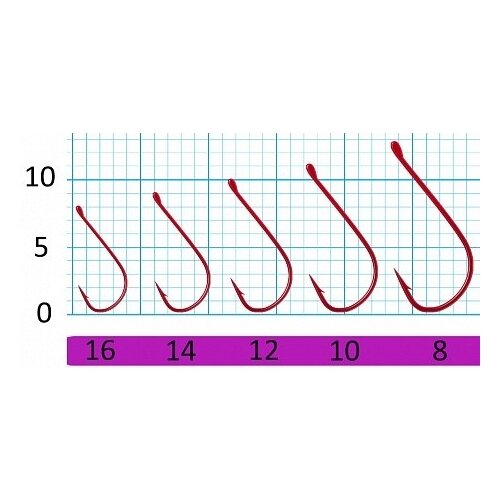 фото Крючок одноподдёвный swd "scorpion" sode №16 red, w/r (10 штук) siweida