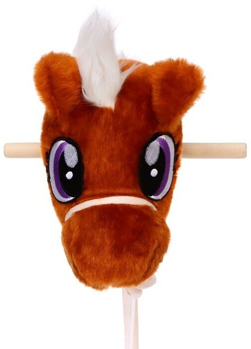 Мягкая игрушка "Конь-скакун" на палке, цвет коричневый - фотография № 11