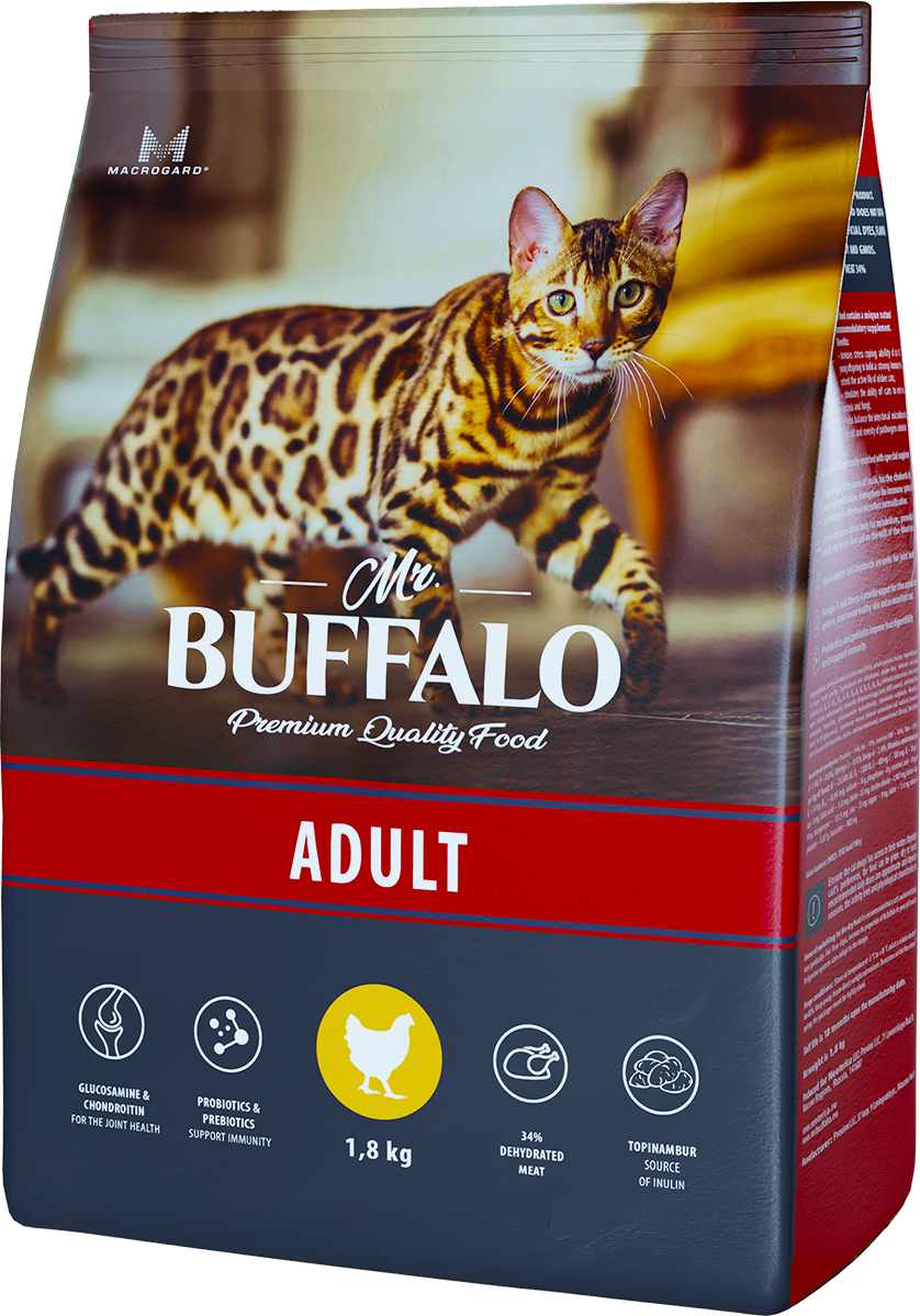 Mr.Buffalo сухой корм для кошек Adult Курица 1,8кг - фотография № 1