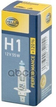 Лампа накаливания, H1 12V 55W P14,5s, +120% HELLA 8GH 223 498-011