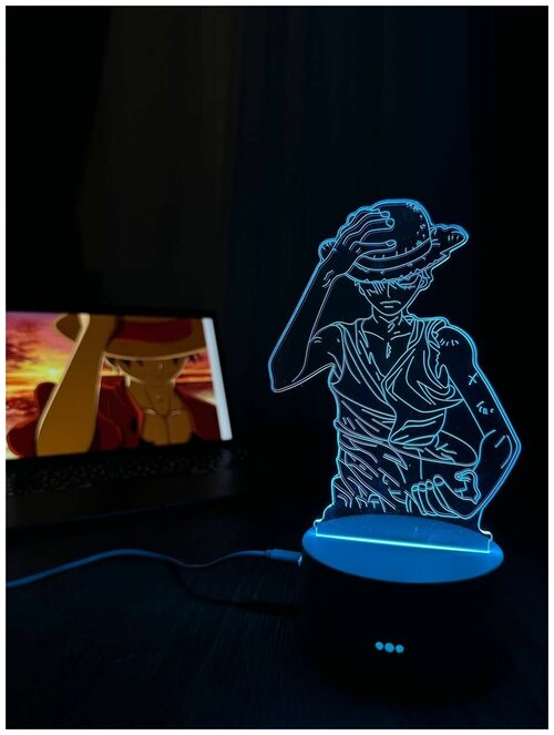 3D Светильник-ночник аниме Ван Пис (One Piece) Луффи, ночник для мальчиков и девочек
