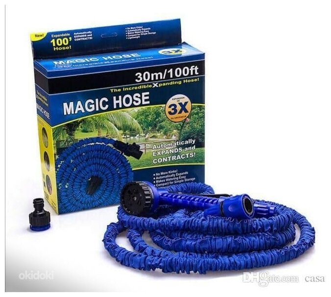 MAGIC HOSE Шланг садовый поливочный, 30 метров, синий - фотография № 1