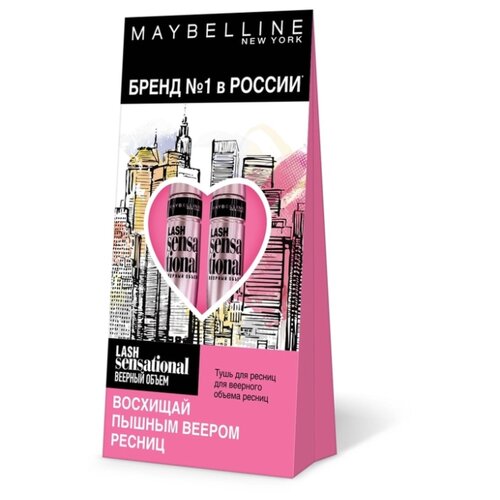 фото Maybelline Набор туши для ресниц Lash Sensational веерный объем, 2 шт., черный