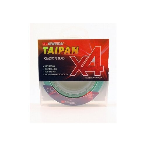 фото Леска плетеная swd "taipan classic pe braid x4", 0,32 мм, 135 м (22,70 кг, light-green) siweida