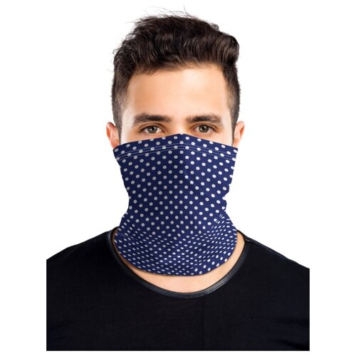 фото Универсальный бафф маска "сине-белый горох" joyarty