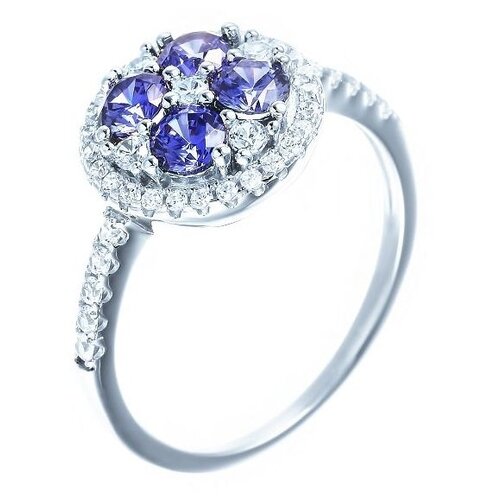 фото Jv кольцо с фианитами из серебра ml11491d-ko-001-wg, размер 17.5