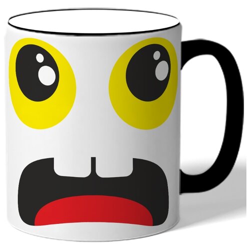 фото Кружка с цветной ручкой - увивленный смайлик drabs