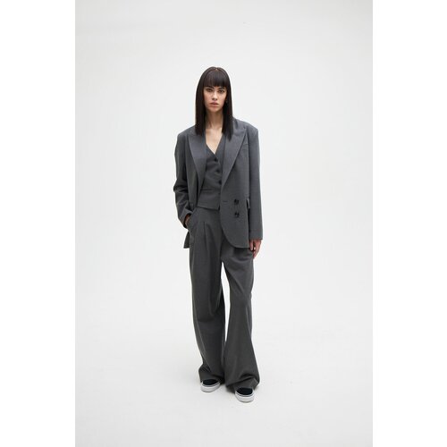 Пиджак Latrika, средней длины, силуэт свободный, размер M, серый