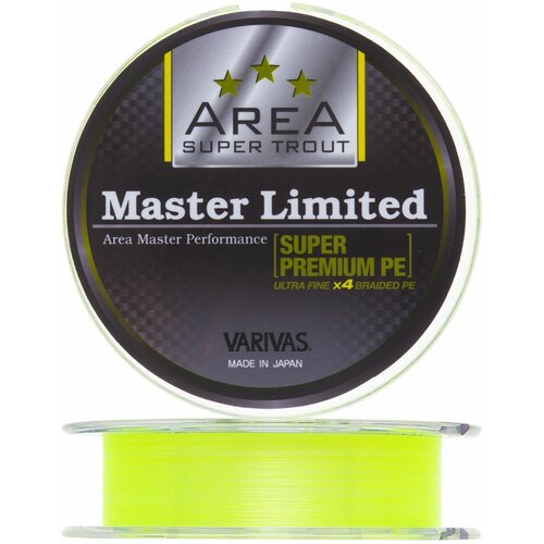 Шнур плетеный для рыбалки Varivas Area Super Trout Master Limited Super Premium PE X4 #0,15 0,065мм 75м (neo yellow)