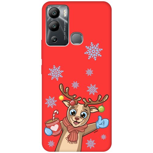 Силиконовый чехол на Infinix Hot 12i / Инфиникс Хот 12и Silky Touch Premium с принтом Christmas Deer красный силиконовый чехол на infinix hot 12i инфиникс хот 12и silky touch premium с принтом angry face красный