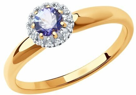 Кольцо Diamant online, золото, 585 проба, танзанит, бриллиант