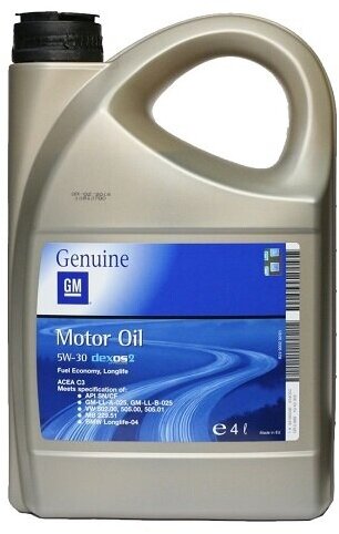 Синтетическое моторное масло GENERAL MOTORS Dexos2 Longlife 5W30, 4 л