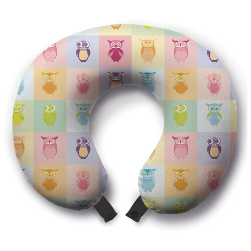 фото Подушка для шеи ambesonne совиный коллаж, разноцветный