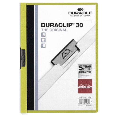 DURABLE Папка-скоросшиватель Duraclip А4, 30 листов, зеленый