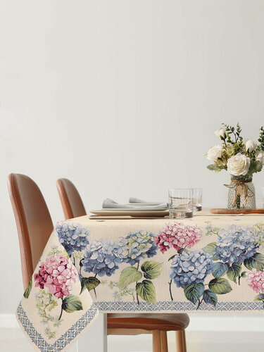 Изображение товара Скатерть гобелен Le Gobelin Гортензия бордюр 140х140 см