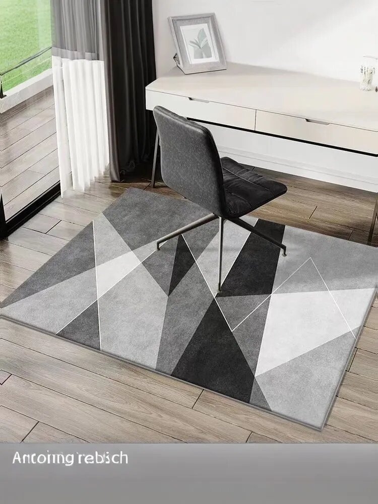 Коврик защитный 80x120, черно-белый, геометрический принт, микрофибра