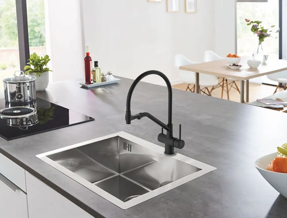 Смеситель Diadonna, для кухни, с выходом для питьевой воды, поворотный излив, аэратор — фото 1